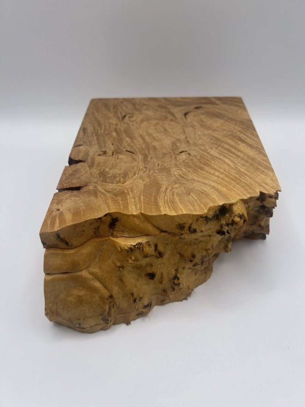 Michael Elkan Oregon Birdseye Maple Burl Box Handmade Wood Trinket Box Art Waxed
